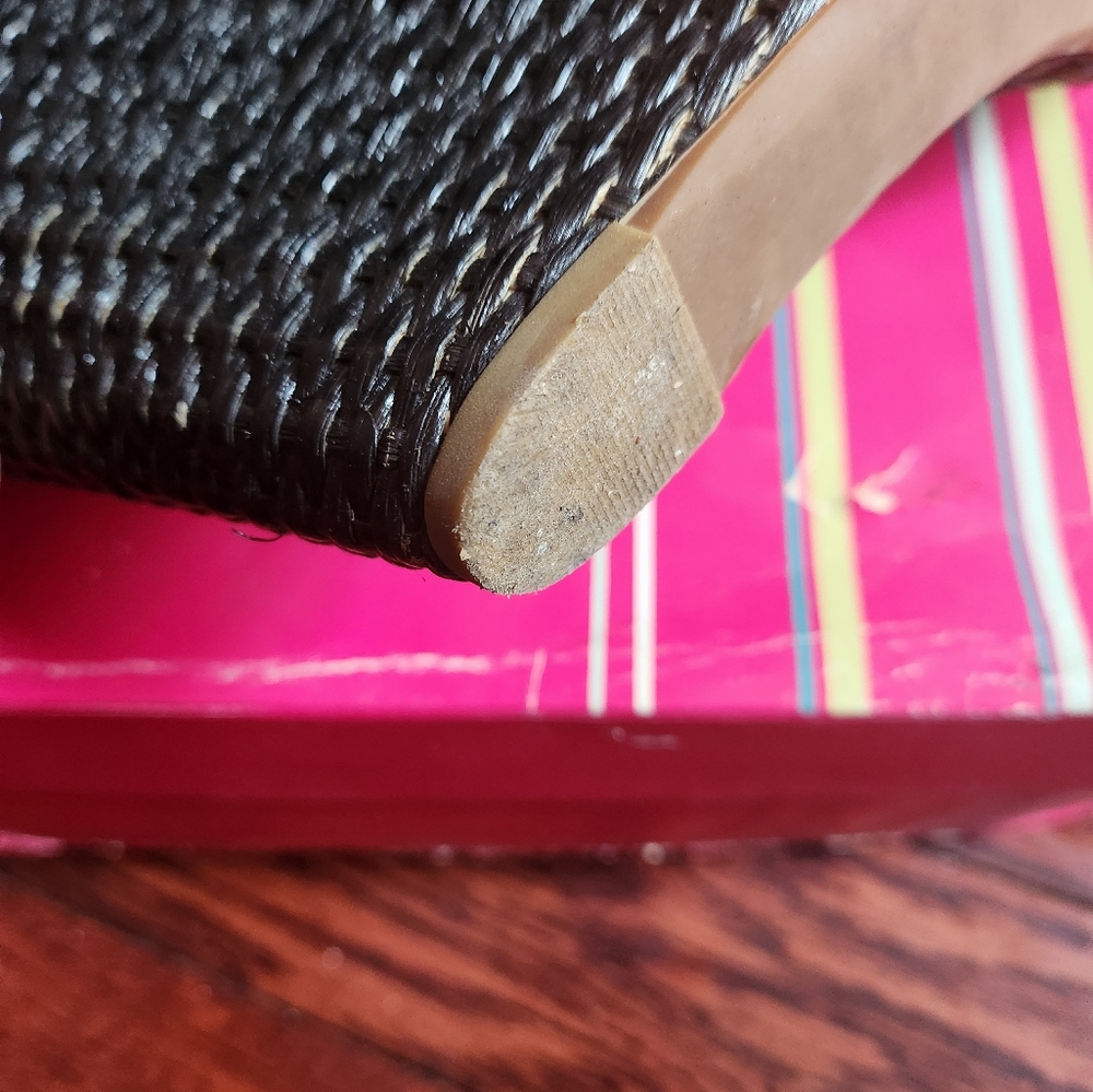 Bcbg wedge sandal, size 11, black patent leather